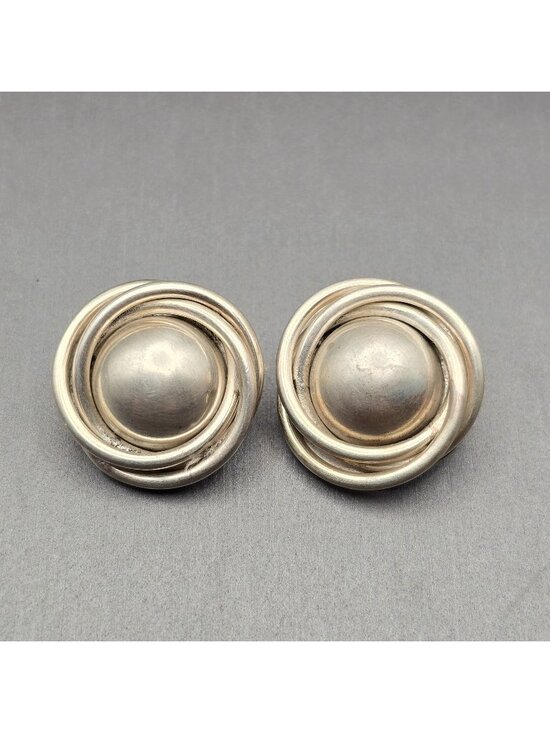 Taxco Jewelry - Taxco Sterling Silver Dome Clip On Earrings Mexico TA-105 Twisted Border 17.65g